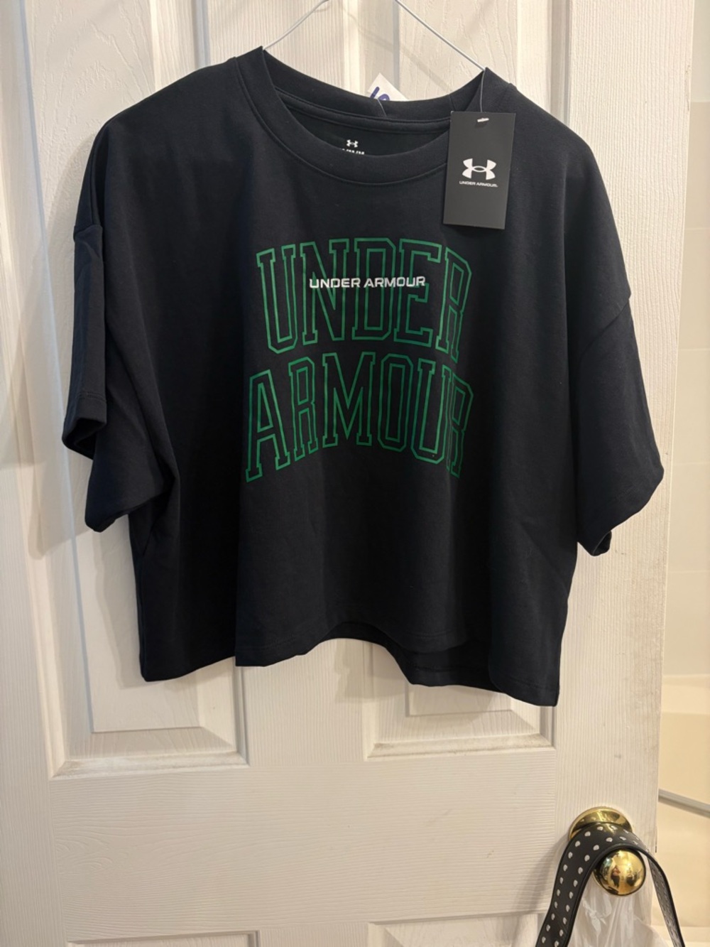 Under Armour Black Short-Sleeve Logo Tee with White Print